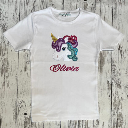 T-shirt med glitter enhjørning unicorn