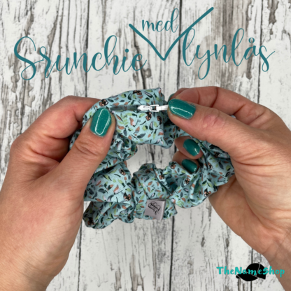 Mint småmønstret scrunchie med lynlås - Billede 2